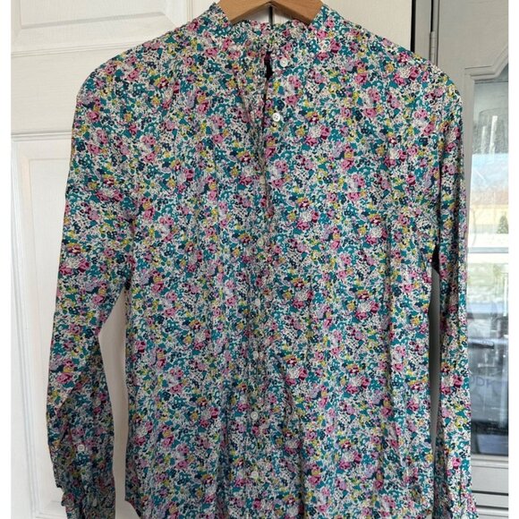 J crew Liberty Fabrics Womens 8 Ruffle Button-up Blouse Claire-Aude Floral - Picture 2 of 11